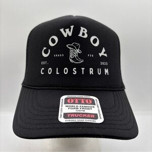 Cowboy Colostrum Otto Men’s Black Mesh High Profile SnapBack Trucker Hat OSFM